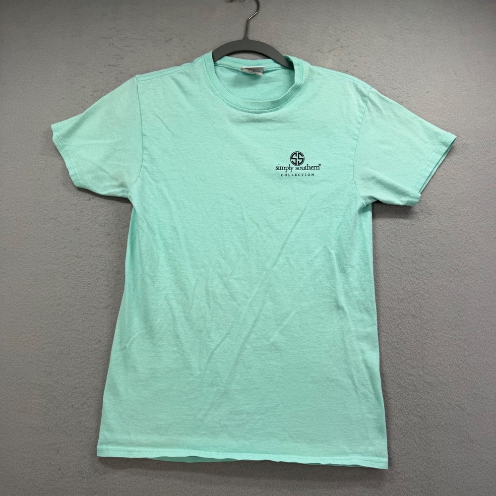 Simply Southern Graphic Tee Womens Small Mint Green Elephant Joshua 1:9 T-Shirt